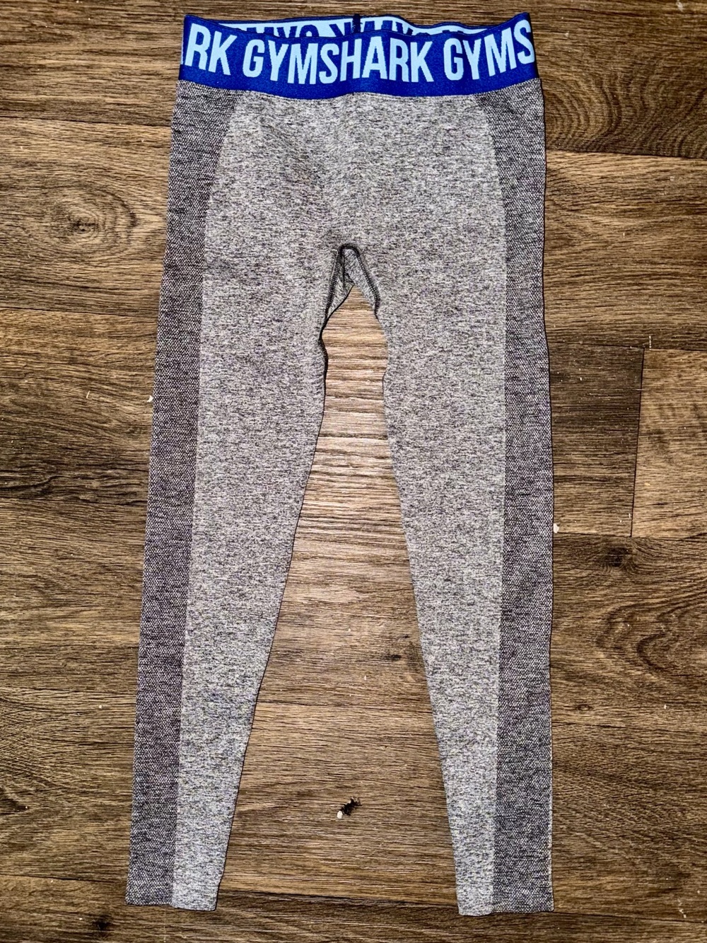 Gymshark Flex Dry Seamless Leggings Dark Heather/Gray Blue Logo Waist Size S